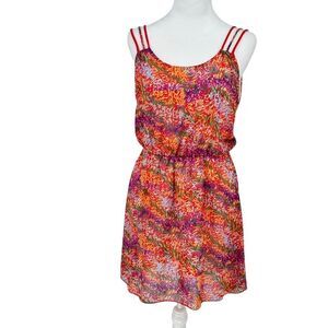ShopMamie Colorful Strappy Sundress Small | Bold Abstract Print Summer Dress